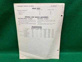 Vintage 1951 Studebaker Automatic Transmission Preliminary Shop Manual With Invoice.