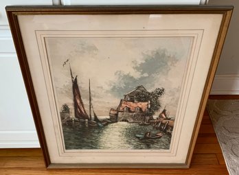 Vintage Herman Chaban Signed & Numbered Etching ~ Limited Edition ~ At Anchor