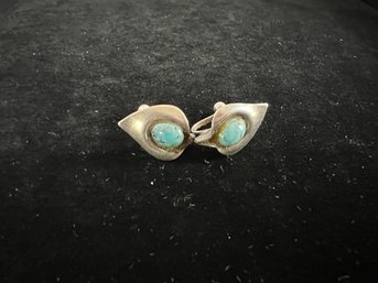 Sterling & Turquoise Screw-back Earrings