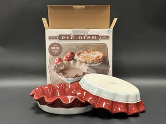 New-In-Box Stoneware Pie Plate Set, Red #3
