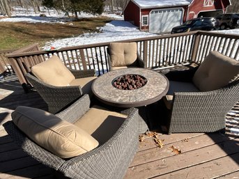 Nice Fire Pit Set W/cover And 4 Chairs ~ Sunbrella Cushions ~
