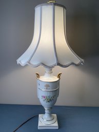 Floral Gold Trim Urn Table Lamp