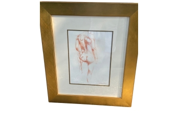 Framed Figure Study / Croquis Drawing / Nude Sketch - With Gold Leaf Trim