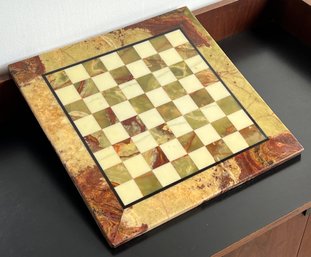 Vintage Onyx, Marble & Agate 16.75' Chess / Checkers Board