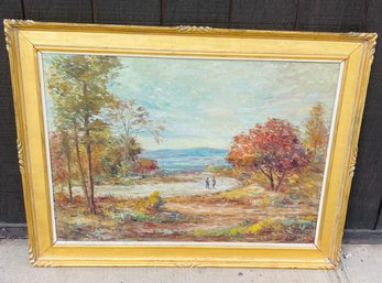 Vintage Large Signed Oil Painting On Board
