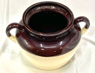 Large Vintage McCoy #1242 Brown And Tan Pottery Bean Pot