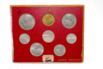 1957 Vatican City 7 Coin Mint Set Pope Pius XII