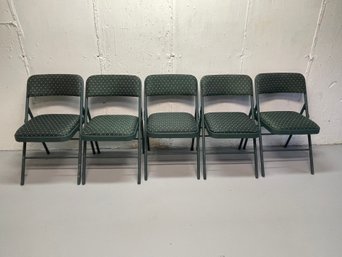 Lot Of 6 Green Cushioned Folding Chairs