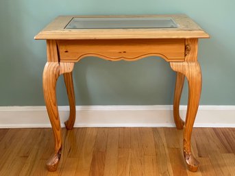 Universal Furniture Pine Side Table With Glass Top Insert