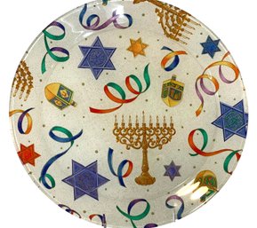 Hanukkah Glass Platter 13'