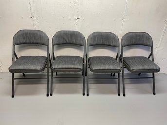 Lot Of 4 Gray Cushioned Folding Chairs