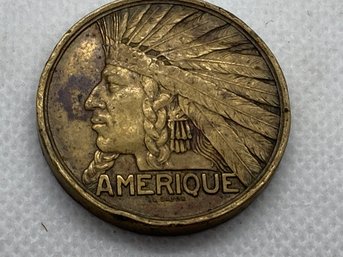 1931 PARIS COLONIAL EXPOSITION Bronze Medal- Indian Chief In Profile