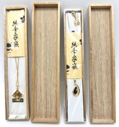 2 New In Box Japanese Damascene Necklaces