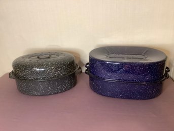 Enameled Pair Of Roasting Pans