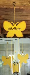 'Believe' Yellow Butterfly Hanging Musical Wind Chime