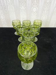 Vintage Imperial Glass Ohio Provincial Green Glass Goblet