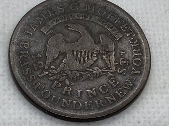 Antique James Moffet Foundry Advertising Token/ Medal- Converted Silver Liberty Head Quarter