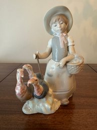 Retired Lladro Figurine - Little Girl With Turkeys