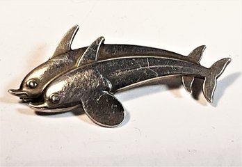 Vintage Georg Jensen Dolphin Brooch Pin Sterling Silver