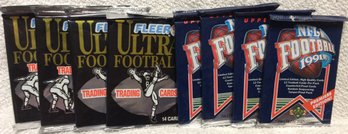 (4) 1991 Fleer Ultra Football & (4) 1991 Upper Deck Football Sealed Packs - M