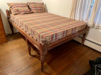 Antique Rope Bed Outfitted With Custom Platform & Mattress