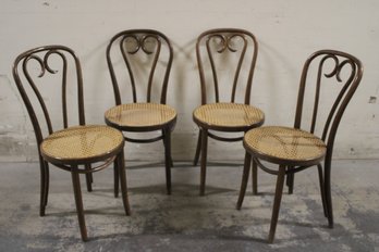 Four Vintage Parlor Chairs With Cane Seat ZPM Radomsko