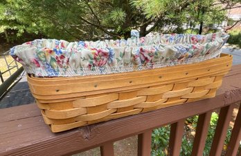 Vtg 1996 Longaberger BREAD BASKET W/ WARMING BRICK #30074 W/protector, Garden Splendor Brick Liner, Xtra Liner