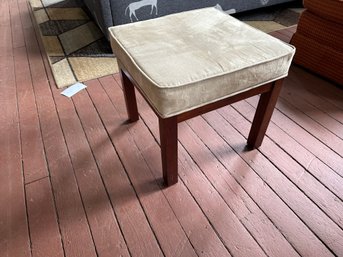 Micro Suede Ottoman With Wood Legs