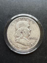 1954-D Benjamin Franklin Silver Half Dollar