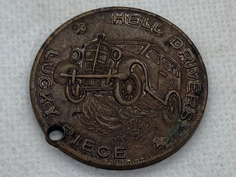 Rare 1930s 'lucky Teters Hell Drivers' Bronze Good Luck Token