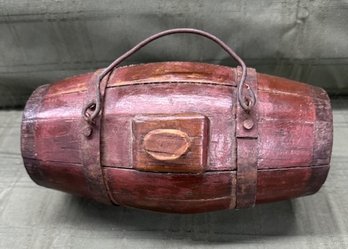 Primitive Staved Wooden Barrel Cask Flask Canteen Keg With Handle