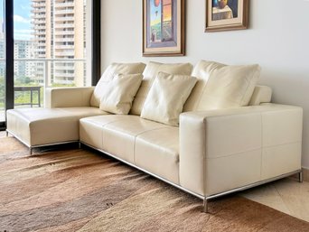 A Modern Leather Sectional Sofa By Camerich - Off White