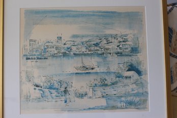 21 X 19 Alfred Birdsey Watercolor Of Hamilton Bermuda Harbor Gilt Frame 28 X 25