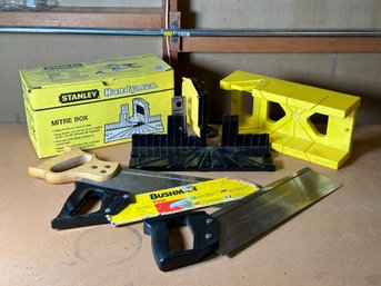 A Stanley Handyman Mitre Box & An Assortment Of Saws