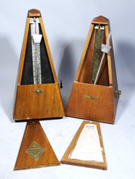 Two Obelisk Form Working Vintage Metronomes