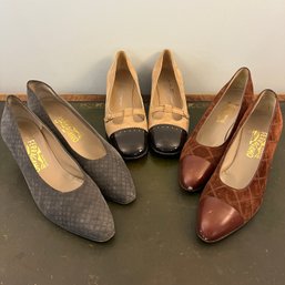 A Trio Of Ferragamo Heels - Size 9 AA And AAA