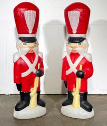 A Pair Of Vintage Plastic Holiday Nutcracker Light Up Lawn Ornaments!