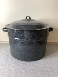 Black Speckled Enameled Pot