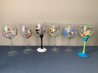 Hand Painted Wine Glasses