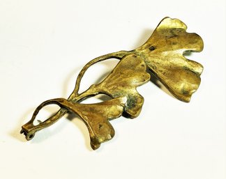 Gilded Art Nouveau Floral Form Brooch