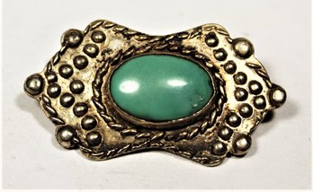 Vintage Silver Brooch Pin Having Turquoise Stone