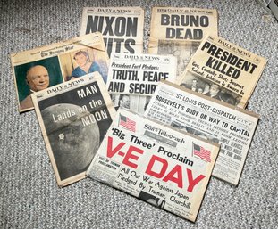 Mid Century Headlines - Nixon, Kennedy, V-E Day, Moon Landing, And More
