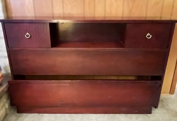Mid Century Full Size Bed Headboard With Sliding Doors/Cabinets & Footboard (No Rails) Project Piece