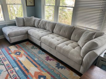 Beautiful Raymour & Flannigan Microsuede Sectional Sofa With Lounger