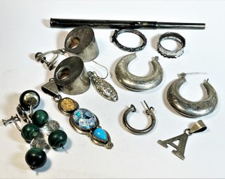 13 Individual Pieces Sterling Silver Scrap/wearable Sterling Silver Jewelry