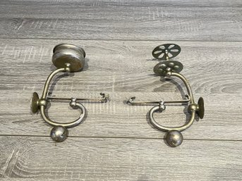 Pair Of Antique Shelf Brackets With Toothbrush Holder And Soap Dish