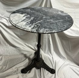 Marble Top Bistro Table - Decorative Heavy Iron Base.  29 Tall X 26 Ample Top Diameter     CB CV3