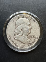 1957-D Benjamin Franklin Silver Half Dollar