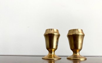 Heavy Solid Brass Diminutive Candlestick Bases