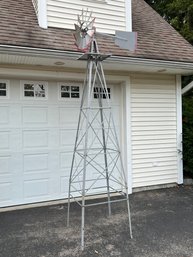 9' Tall Metal Windmill In Great Shape, Cool Piece